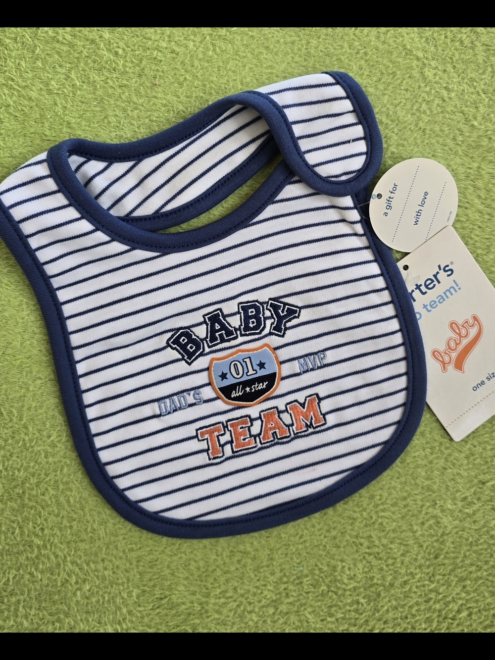 NWT  BOYS  GO TEAM BABY - Sports  BIB FOOTBALL +BASEBALL - DADS MVP CARTERS (M5)